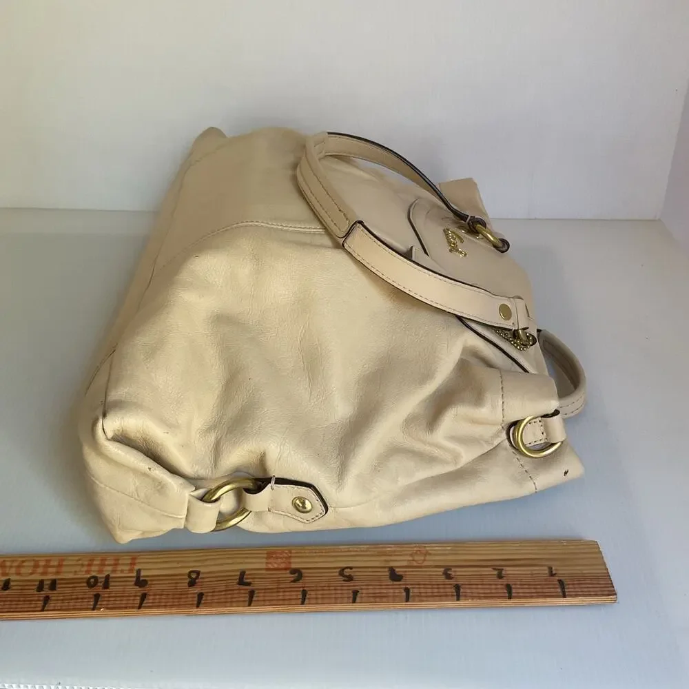 Coach Ashley F19243 Y2K Vintage Leather Satchel Shoulder Bag Ivory Cream Gold